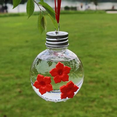 Uplift Essentials Leak Proof PET Hummingbird Feeder With 3 Flower Ports Spherical Or Heart Shape spherical