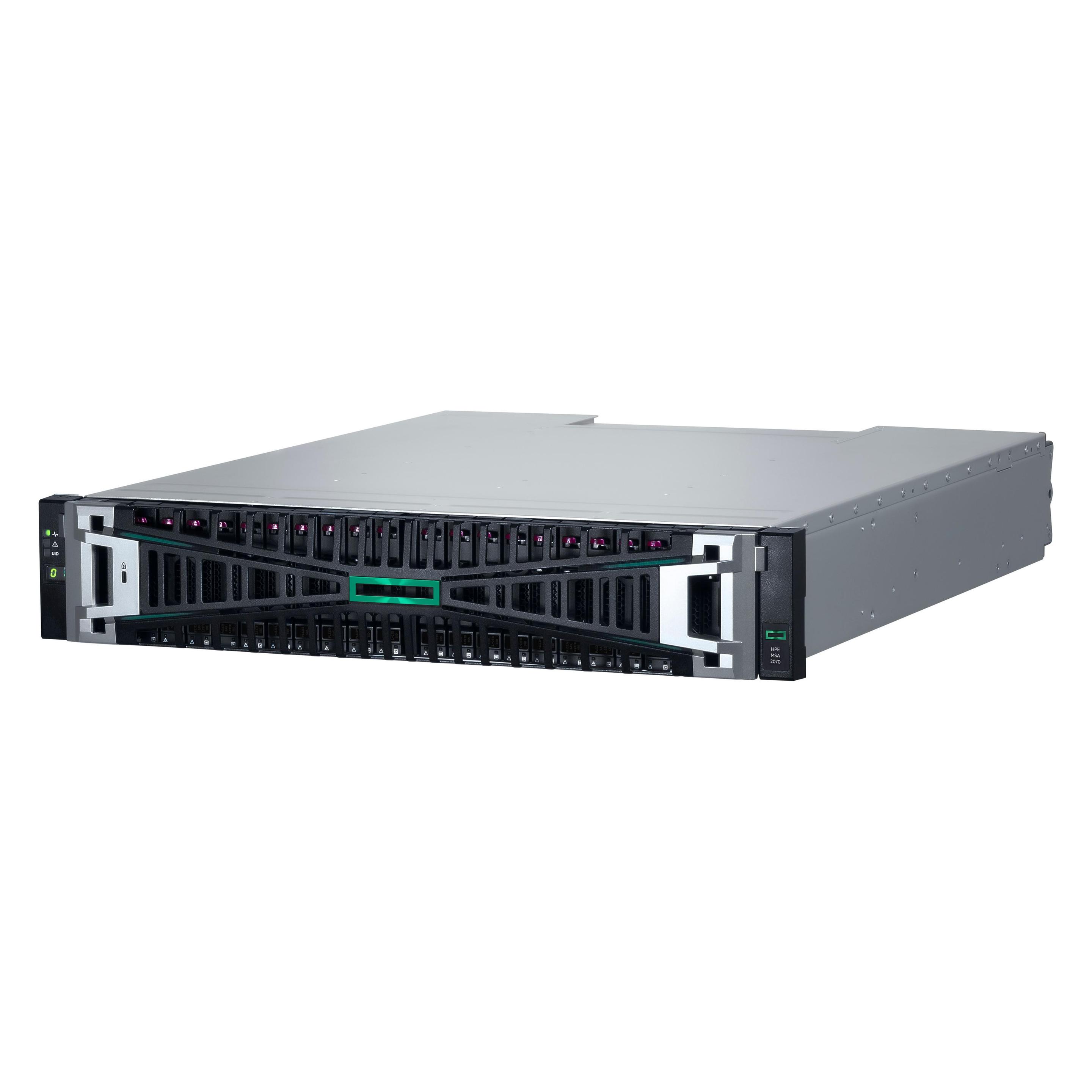 HPE MSA 2070 SFF 2x10/25GbE iSCSI 4-port Cntrl 12x1.92TB SSD 4x10Gb iSCSI XCVR 23TB Storage Array (P76571-B25)