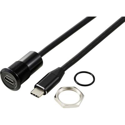 TRU COMPONENTS USB-C® (3.1) Buchse/Stecker 1m Kabel schwarz TC-13376328 Inhalt: 1St.