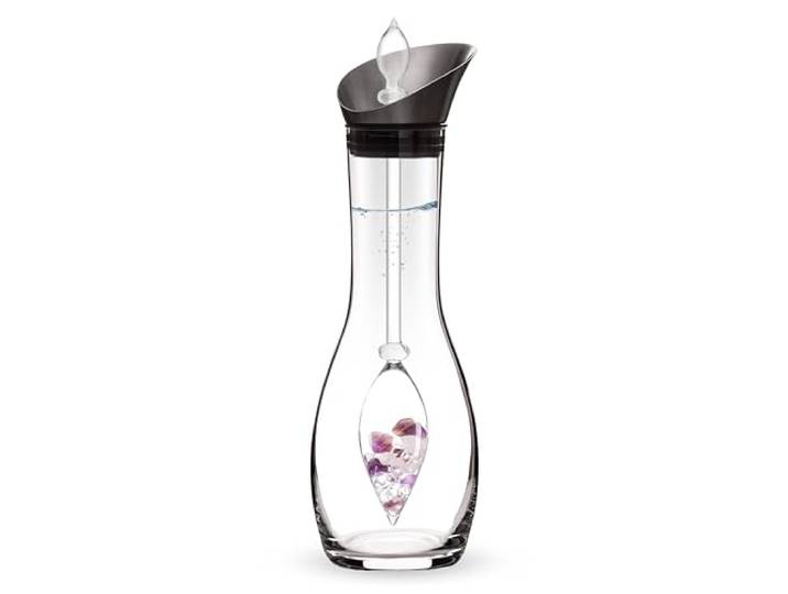 VitaJuwel Era Karaffe WELLNESS Edelsteinwasserkaraffe mit Amethyst, Rosenquarz & Bergkristall für Entspannung und Ausgleich