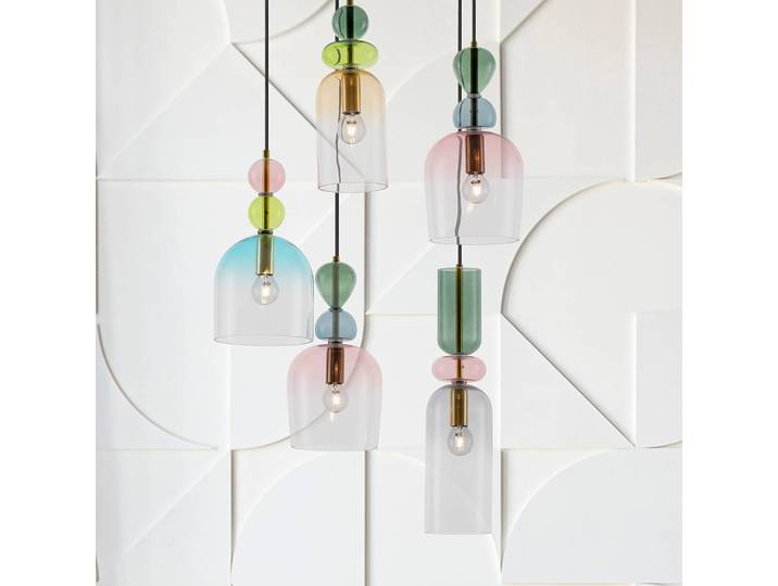 Suspension Murano type F Ø 52cm Vert/Bleu/Rose foncé/Gris/Multicolore Câble ABS, douille ABS, baldaquin aluminium, boîtier luminaire aluminium