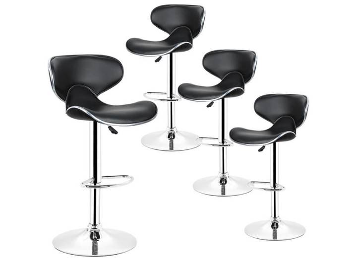 TABOURETS DE BAR LOT DE 4 - PU - NOIR