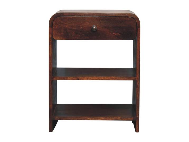 Artisan Furniture Nachttisch Kastanien-Finish, 1 Schublade, 2 Regale, Braun, Holz, Echtholz,Mangoholz, 3 Schubladen, 35x60x45 cm, Schlafzimmer, Nachttische