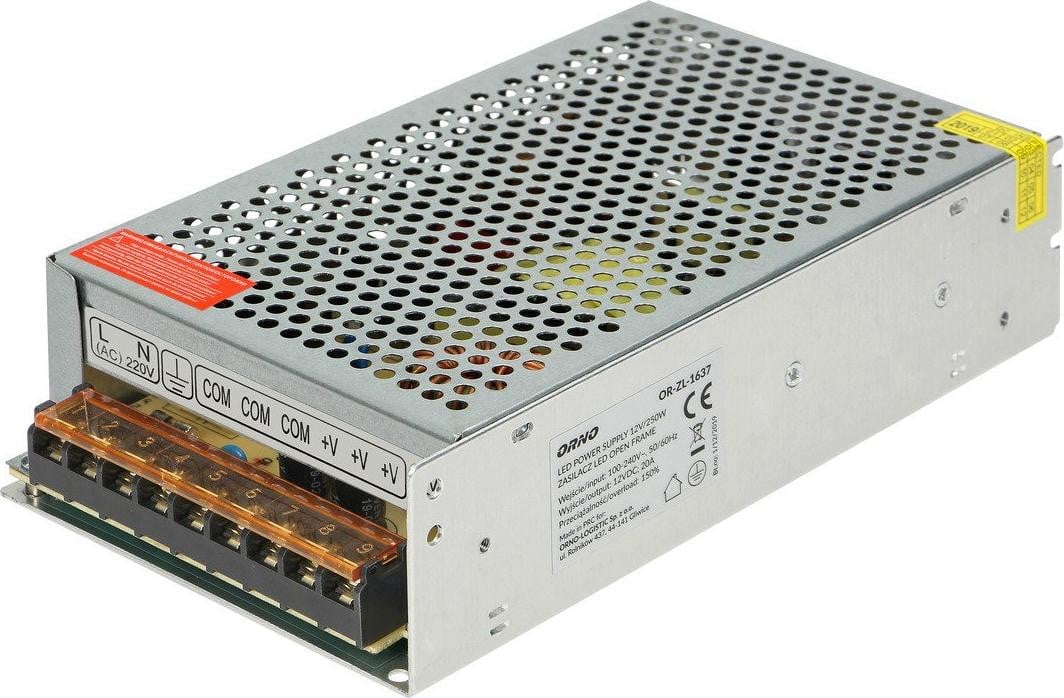 ORNO 12V open frame voeding met overbelastings- en kortsluitbeveiliging (250)