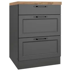 Küchenunterschrank Meran 60x86x60 cm Grau/Eiche