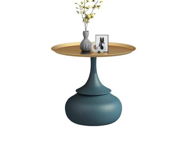 9bbhfJw4R Couchtisch im Landhausstil Runder Beistelltisch Moderner minimalistischer Kleiner Couchtisch mit Steinplatte, kreativer Sofatisch, Trendiger Nachttisch
