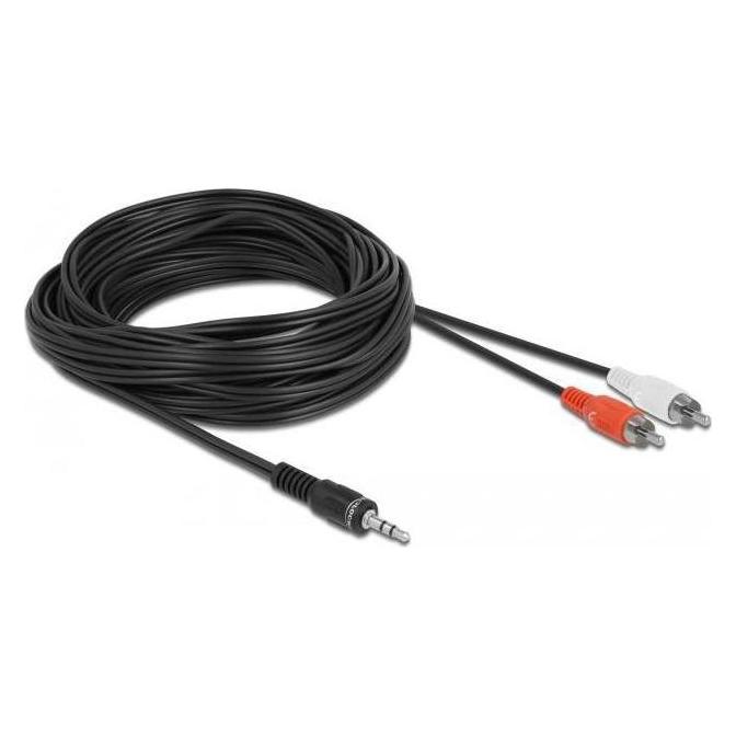 Delock Kabel Audio Klinke Stecker > 2 x Cinch Stecker (10 m, AUX Kabel, Cinch Kabel) (84277)