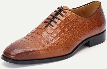 LightInthebox Men's Oxfords Crocodile Pattern Leather Shoes in Cognac - Elegant for Business and Kentucky Derby
