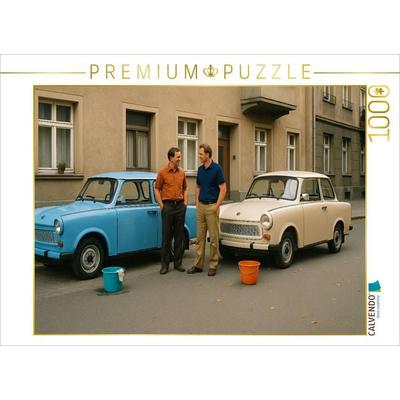 CALVENDO Puzzle Samstag nachmittag Autowäsche - Trabant 601 | 1000 Teile Lege-Größe 64x48cm Foto-Puzzle für glückliche Stunden