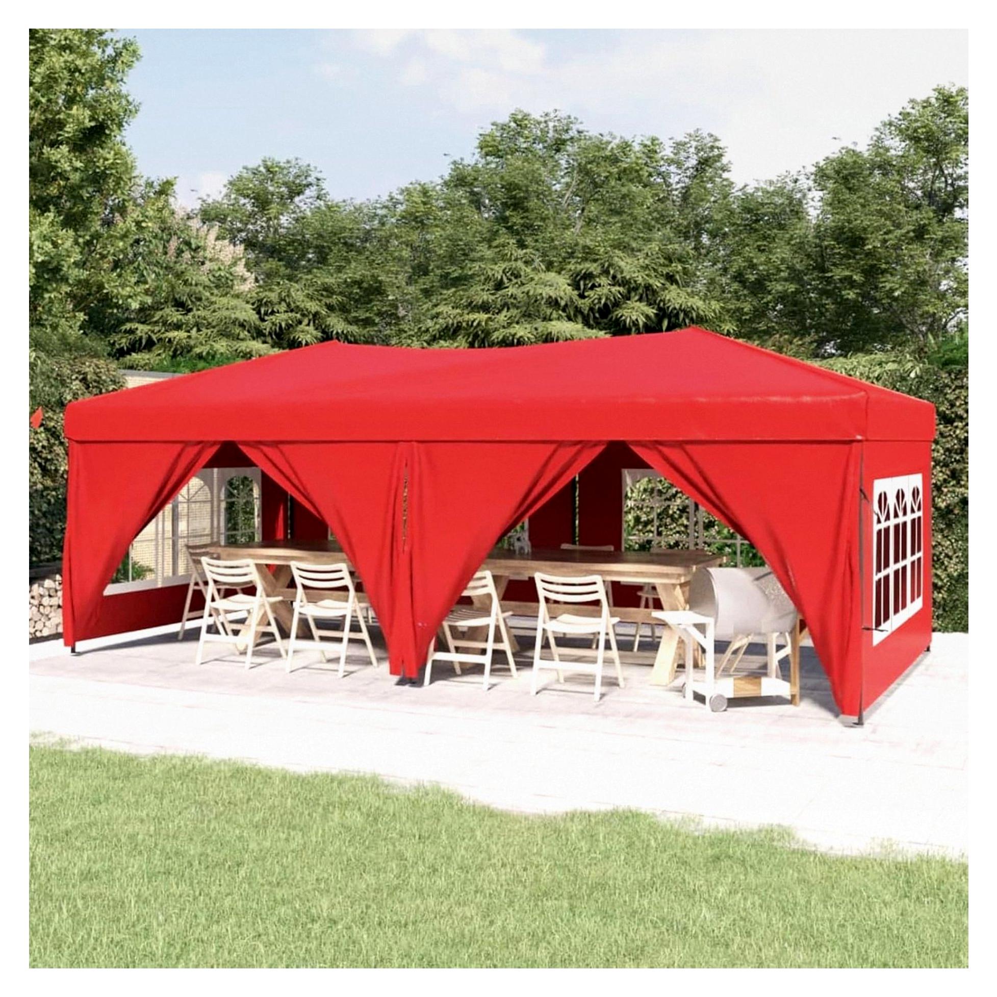 Faltpavillon Wasserdicht Stabil mit Seitenwänden Rot 3x6 m