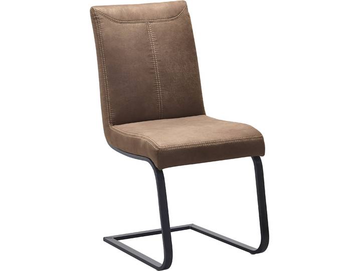 Freischwinger K+W KOMFORT & WOHNEN Floyd , braun (camel 71, roheisen schwarz lackiert), B:47cm H:96cm T:62cm, 760: Microfaser, 100% Polyester, Stühle, Freischwinger, Kontrastnaht, Freischwingergestell aus Vierkantrohr Roheisen schwarz