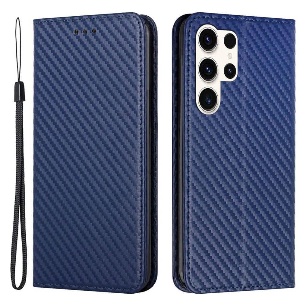 Cover-Discount Carbon Look Flip Case blau (Samsung Galaxy S24 Ultra) (660172120D)