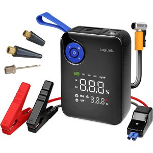 LogiLink Starthilfe-Powerbank 4 in 1, 12 V, 600 A Spitzenstrom, mit Arbeitsleuchte, Kapazität 7200 mAh