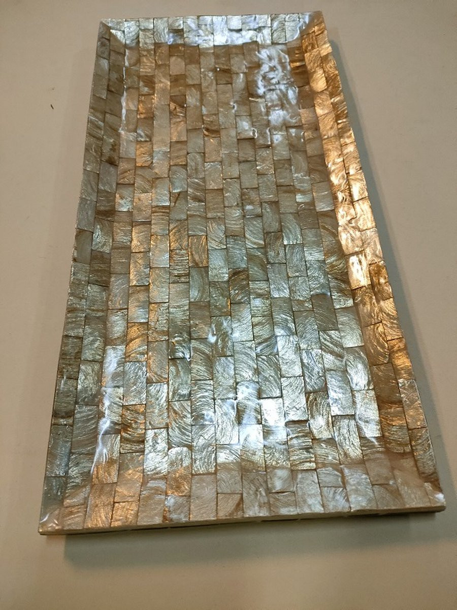 Capiz schelpen serveerschaal en decoratieve tray