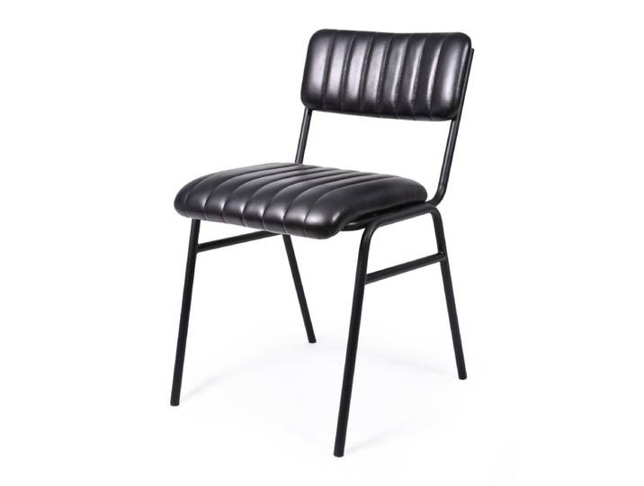 Chaise en cuir RETRO - Noir - Métal Noir