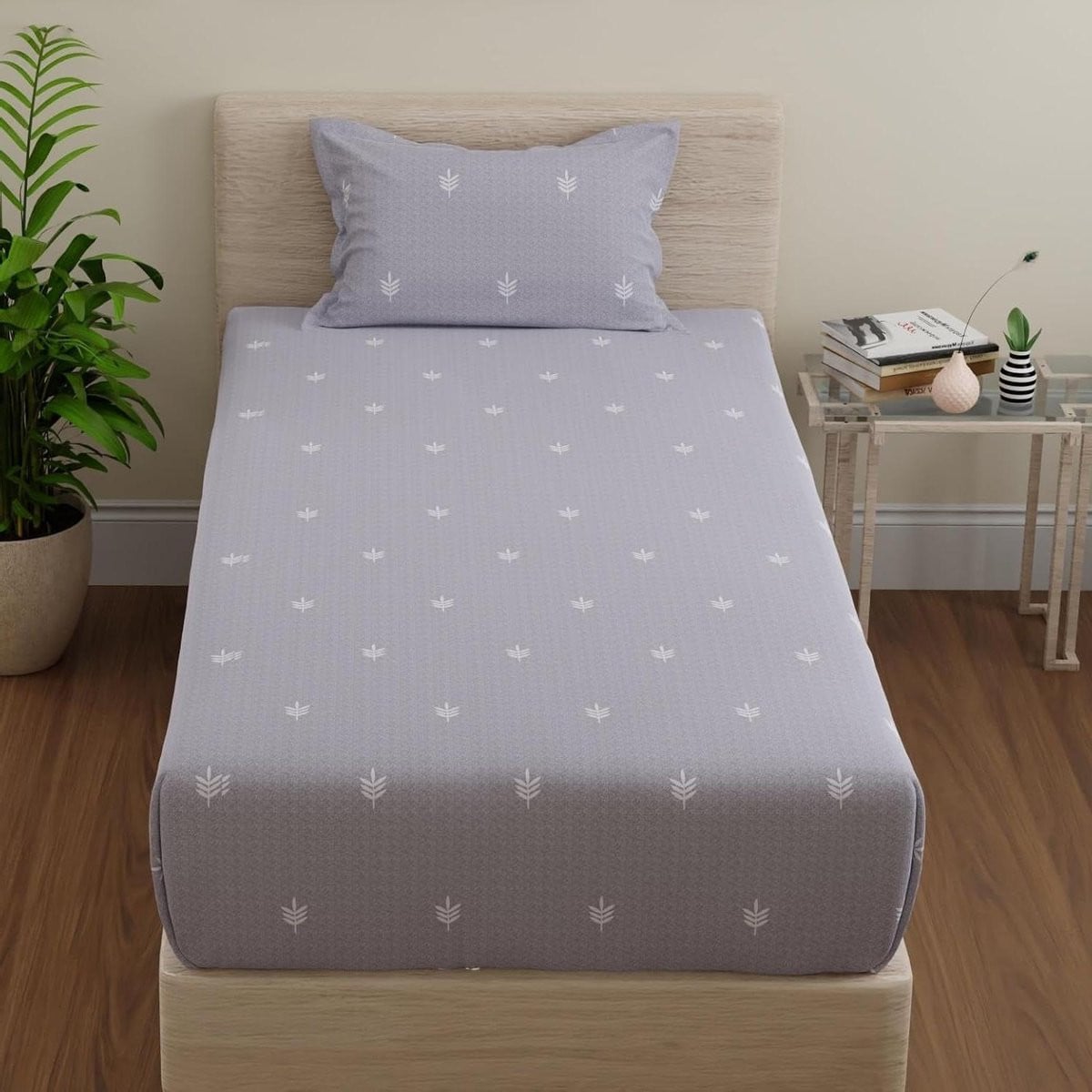 Katoenen Laken Set Grijs Wit 139 x 228 cm