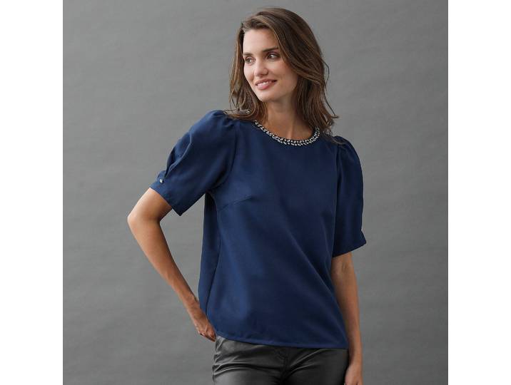 Blouse col rond bijoux, manches coudes - Blancheporte