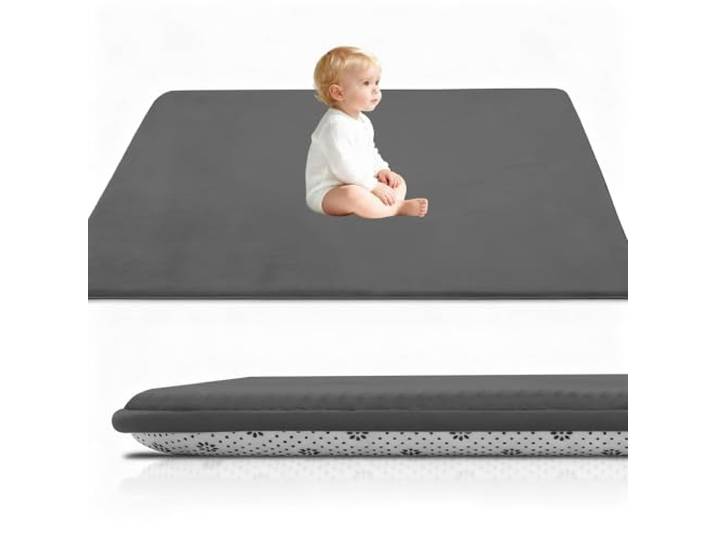 Stqyeiw Kinderteppich Teppich Verdickung Korallen Samt Teppich Korallensamtteppich Kinder Krabbeldecke Tatami Teppiche Kinder rutschfeste Vergrößern Spielmatte Yogateppich 150 x 250 cm Dunkelgrau