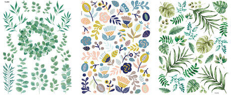 Transfer "Rub on" Botanical Flowers, 3 Bogen