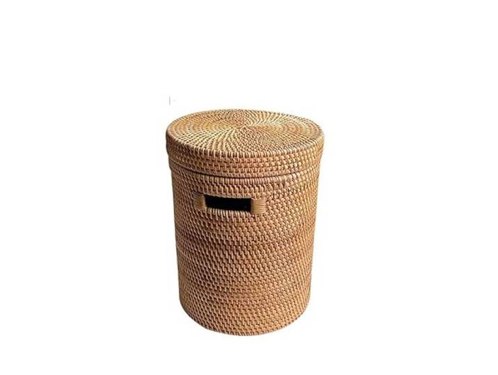 YSJX Aufbewahrungszubehör für Küche&Schlafzimmer 1 Packung Herbst Rattan Gewebt Handgemacht Gewebter Eimer Schlafzimmer Wohnzimmer Spielzeug Bücher Literatur und Kunst Runder Nachttisch Kleiner Aufbew