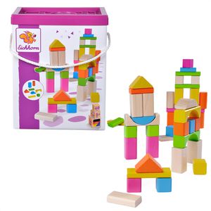 Eichhorn Bausteine 100088021, ab 1 Jahr, Natur und Bunte Holzbausteine, 60 Stück