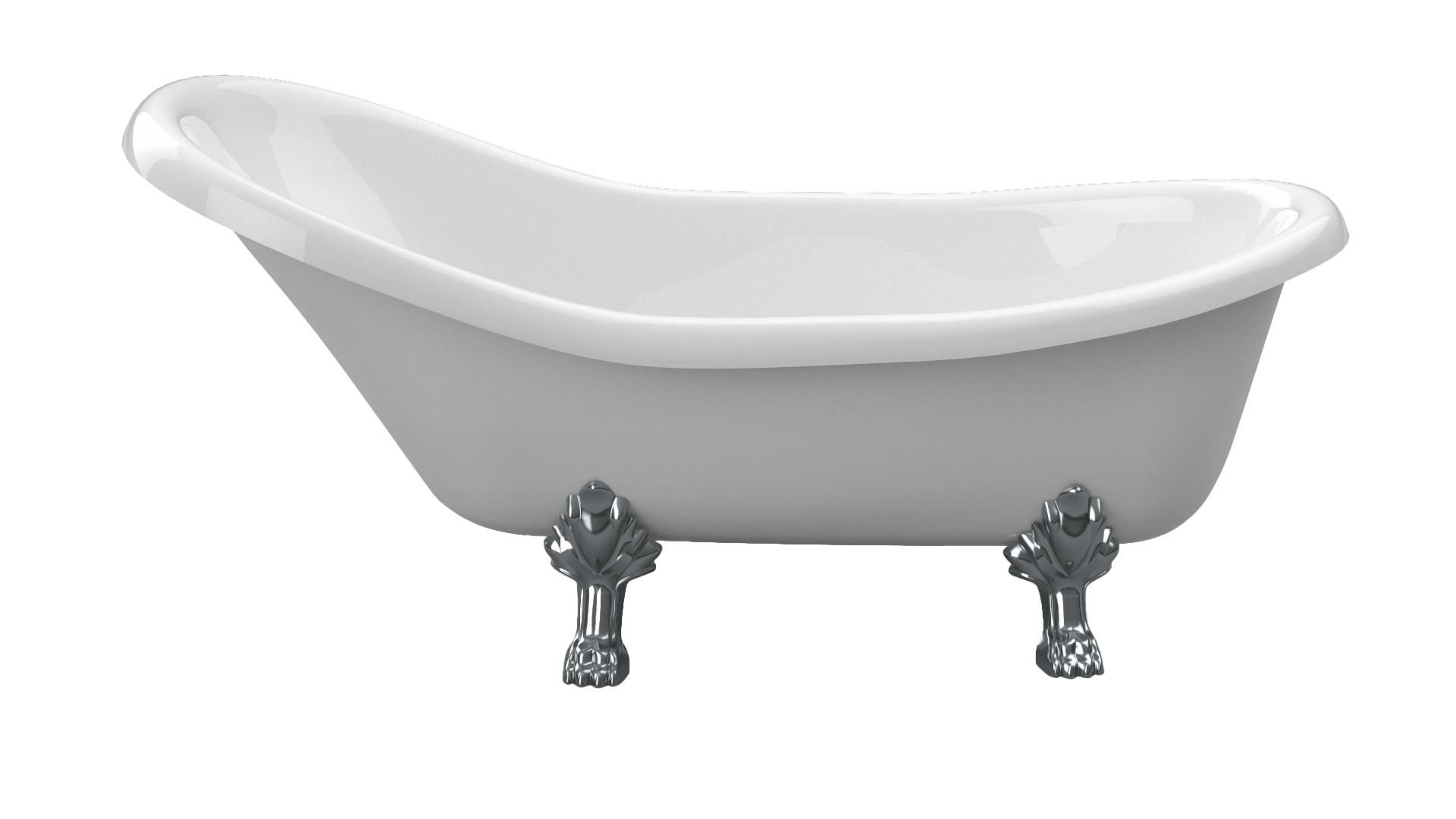 Freistehende Badewanne auf Fussen 180 x 82 cm Mineralguss weiss Retro-Stil - Ideal.X Imperial