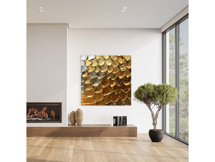 Acrylglasbild QUEENCE Goldene Schlangenhaut , gold (farbe rahmen: ohne rahmen), B:50cm H:50cm T:1,5cm, Acrylglas, Bilder, Acrylglasbild, HD Premium Kunstdruck in Galeriequalität