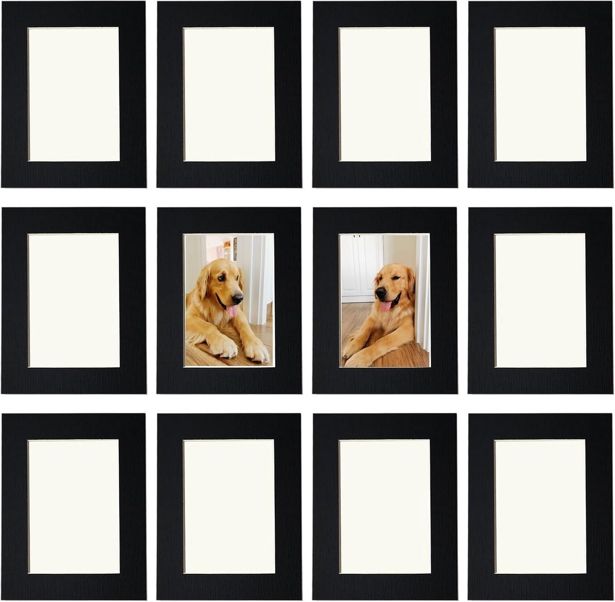 Set van 12 zelfklevende collage fotolijsten voor wanddecoratie - Zwart