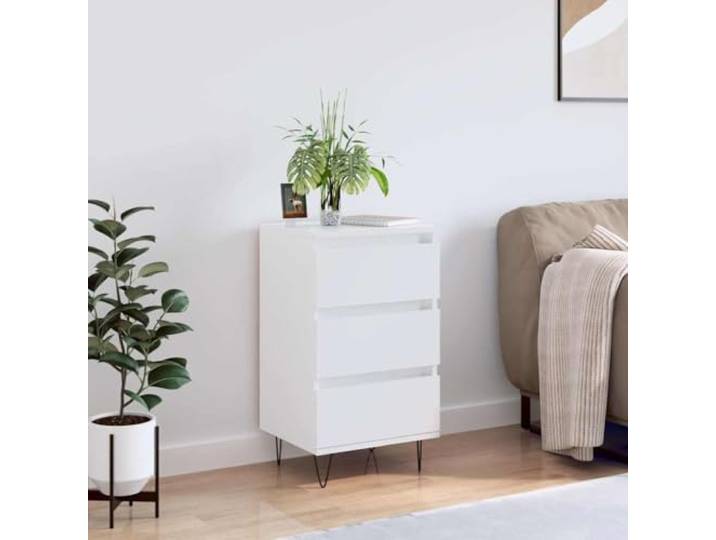 HEFZGDB Weißes Sideboard mit Schubladen aus Holzwerkstoff und Metallbeinen, Modernes Sideboard mit Wandhalterung für sichere Befestigung, mit Stauraum für Wohnzimmer, aus Holzwerkstoff