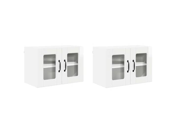 GPWERSDF Wandglas-Schrank Porto 2er Set Hochglanz Weiß 60x31x40 cm Holzwerkstoff, Wandmontage, Stauraum mit Regalen, für moderne Küchen