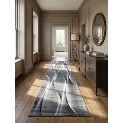 Teppich Kurzflor DRAU in Schwarz, mit Farbverlauf, 80 x 300 cm