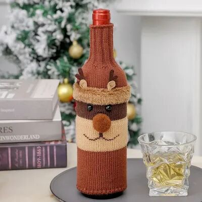 Rare Purchases Christmas Wine Bottle Cover Set, Santa Snowman Woven Wine Bottle Bags, Party Dinner Table Decorations, New Year Gifts christmas Elk