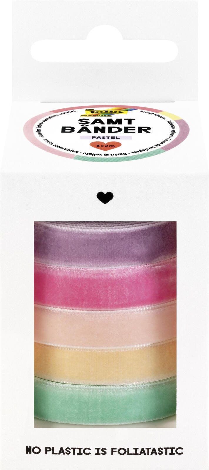 folia Geschenkband PASTELL, 10 mm x 2 m, champagner, rosa, lila, hellblau, hellgrün 12141