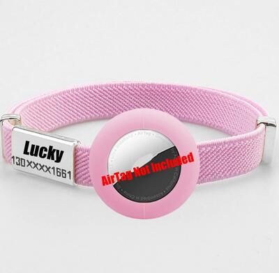 Uplift Picks Elastic AirTag Cat Collar With Custom Name Tag And Tracker Holder pink