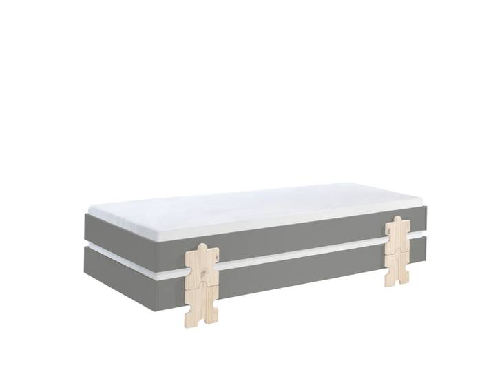 2-teiliges Stapelbett-Set MODULO - grau - Puzzle - 90x200 cm