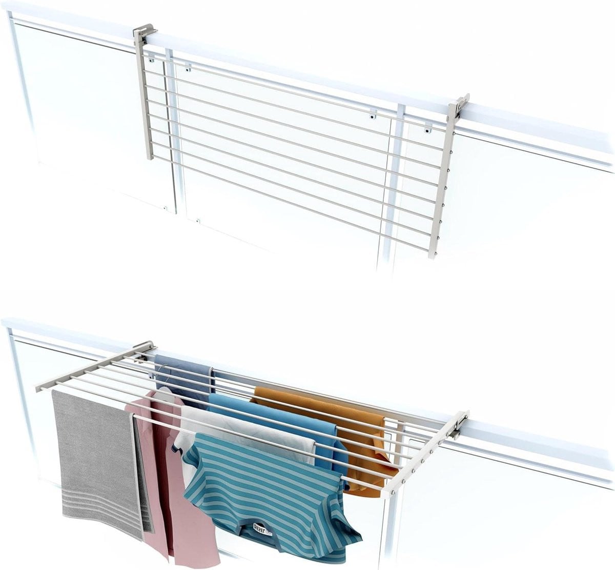 Wit Balkon Droogrek - Ophangbaar Wasrek voor Buiten - 102 cm