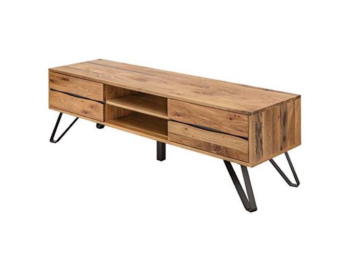 invicta INTERIOR Massives TV-Lowboard Living Edge 160cm Wildeiche geölt Industrial Design TV-Schrank TV-Board