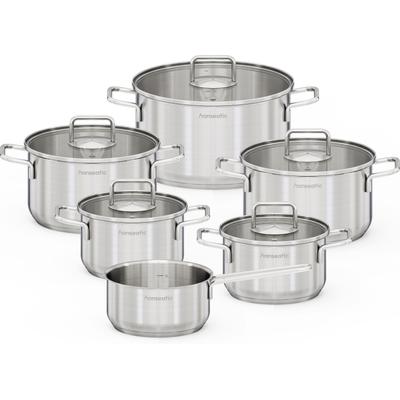 Topf-Set HANSEATIC "BASIC", silber (silberfarben), Töpfe, für alle Herdarten geeignet, unbeschichtet