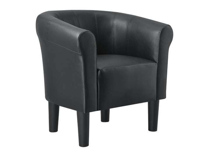 [en.casa] Sessel Jelgava Kunstleder Schwarz, 70x70x58 cm, Wohnzimmer, Sessel, Polstersessel