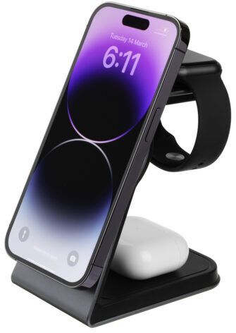 Fixed - 3in1 Mag Aluminum Wireless Charging station Black