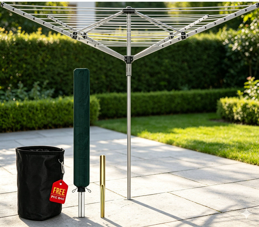 wekli Heavy duty Rotary Washing Line Outdoor 60 Meter