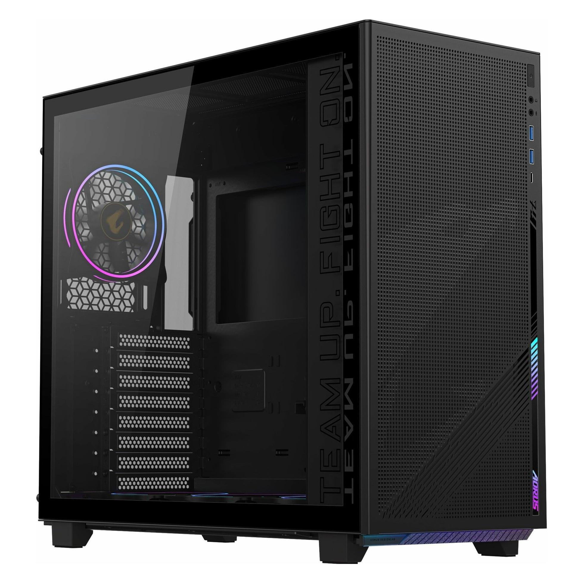 Gigabyte AC400G PC Case Full-Size Tempered Glass Side Panel With 2xUSB 3.0 Pre-installed 4 ARGB & PW (ATX, mATX, Mini-ITX) (AC400G)