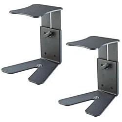 K&M 26772 Tischstativ für Studiomonitor Lautsprecher 2 Stück (Höhenverstellbar), Lautsprecher Ständer + Wandmontage, Schwarz