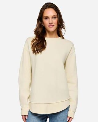 LAT 3525 Women's Weekend Fleece T-Shirt in Natural size Small   Cotton/Polyester Blend LA3525, 3525J1