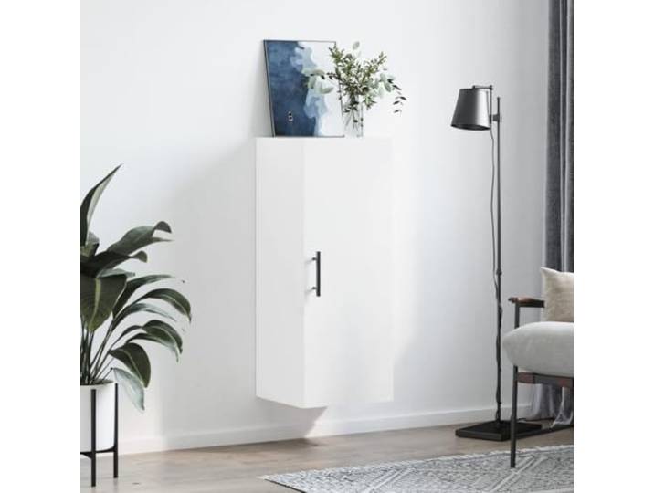 KTHLBRH Wandschrank weiß 34,5 x 34 x 90 cm Holztechnik, großer Stauraum, Wandmontage, Tür mit Griff