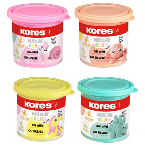 Kores Knete Magic Clay Pastel mehrfarbig, 4 Farben je 40,0 g