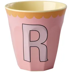 RICE Melamin Buchstabenbecher Vintage Medium, R Pink