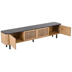 MODFU TV-Schrank aus MDF und Spanplatte, Eichenholzfarbe/Schwarz, 190 x 35 x 45 cm