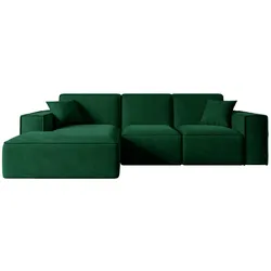 ECKSOFA Ottomane Links SERRA-L - 266x169x80 cm Grün Velours