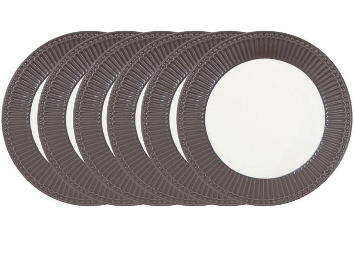 Greengate Teller-Set Alice Speiseteller dark chocolate 26,5 cm Set6, Steinzeug